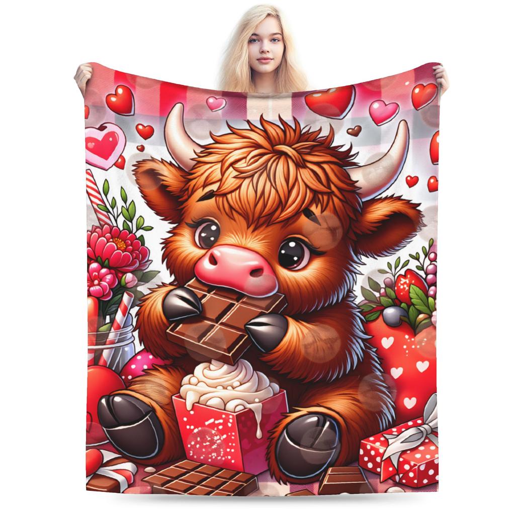 Soft Blanket Girls Boys Decorative Highland Cow Themed Throw Blanket  Flannel Bedspread For Outdoor Funny Sofa Bed Cover