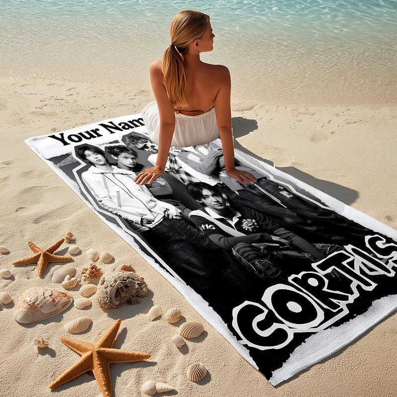Custom Name Boy Band Stylish Digital Printing Beach Towel Quick‑Drying Absorbent Blanket for Beach Pool Gym Travel