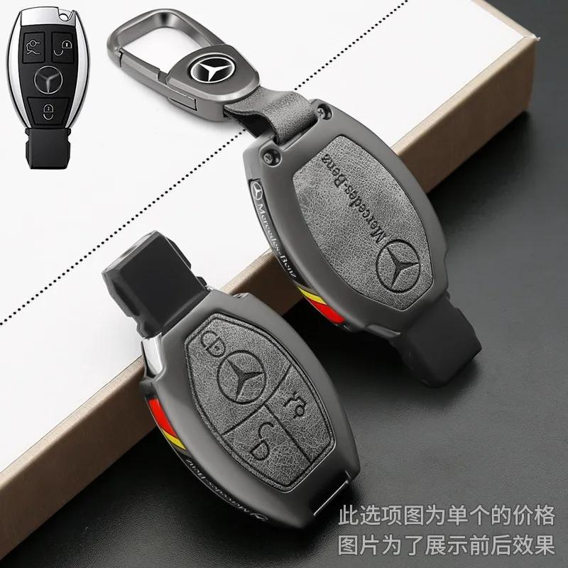 2025 Hot Car Sticker 2025 Fashion Styling Leather Alloy Car Remote Key Case Cover For Mercedes Benz A B C S Class AMG GLA CLA GL