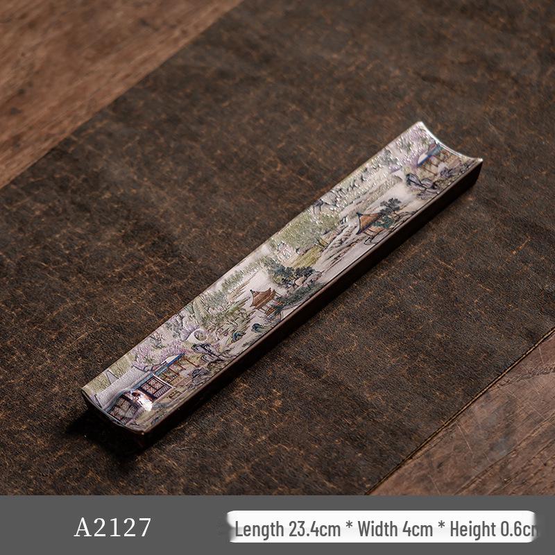 Guochao River & Mountain Ceramic Incense Holder - Retro Incense Stick Tray for Indoor Use
