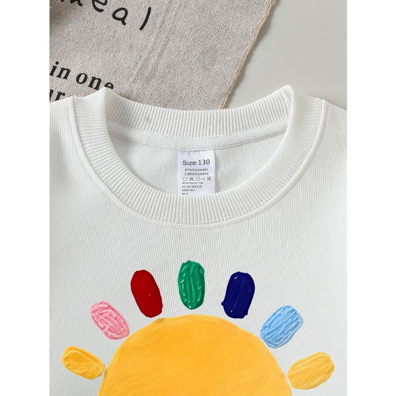 Kids Sweatshirt,Crew Neck Fashion Top, Fun"Happy Sun Face Pattern "patterned Sweatshirt, for Everyday Casual Wear, for All Kinds of Daily Outfits