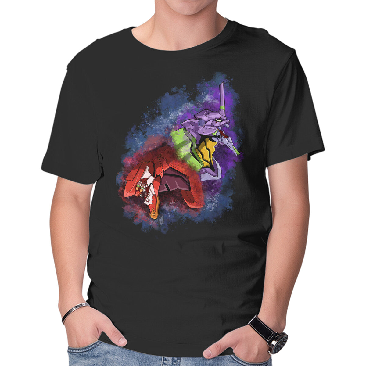 Unisex Crew Neck T-Shirt Battle Of Eva Graphic Short Sleeve Casual Tee XS