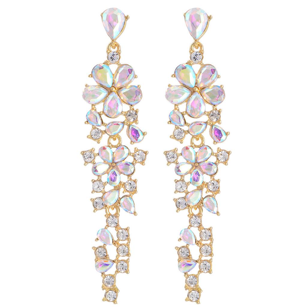 Vintage Floral Ear Jewelry With Zircon Stones For Women Summer
