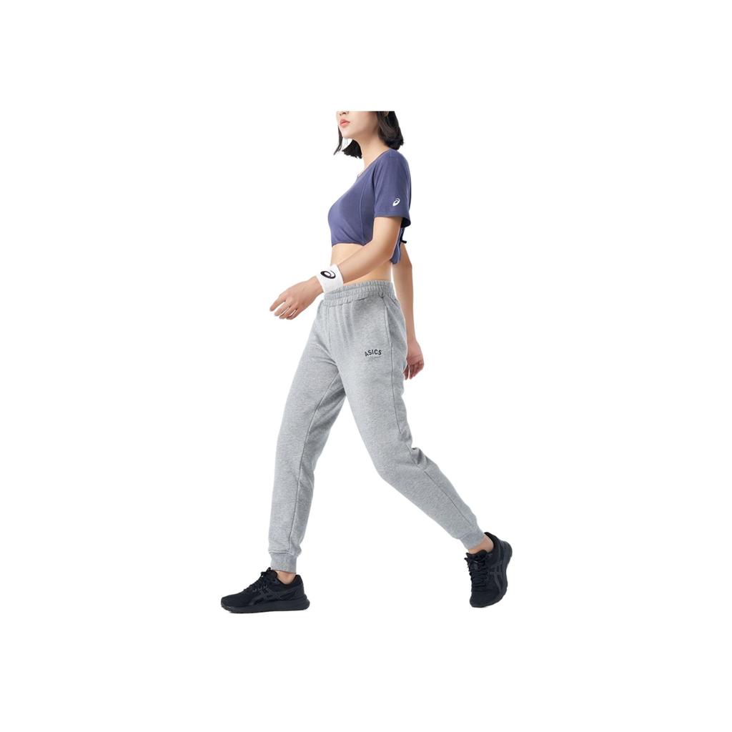 Asics Solid Color Outdoor Fleece Casual Elastic Straight Leg Knit Sports Pants Women Bottoms Light-Gray 2032C121-021