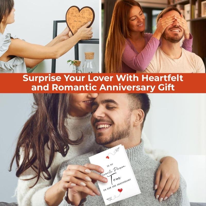 Customizable Wood Heart Puzzle Desktop Decors for 1Year/3rd Year Anniversary Room Decors and Memory Gift for Him or Her