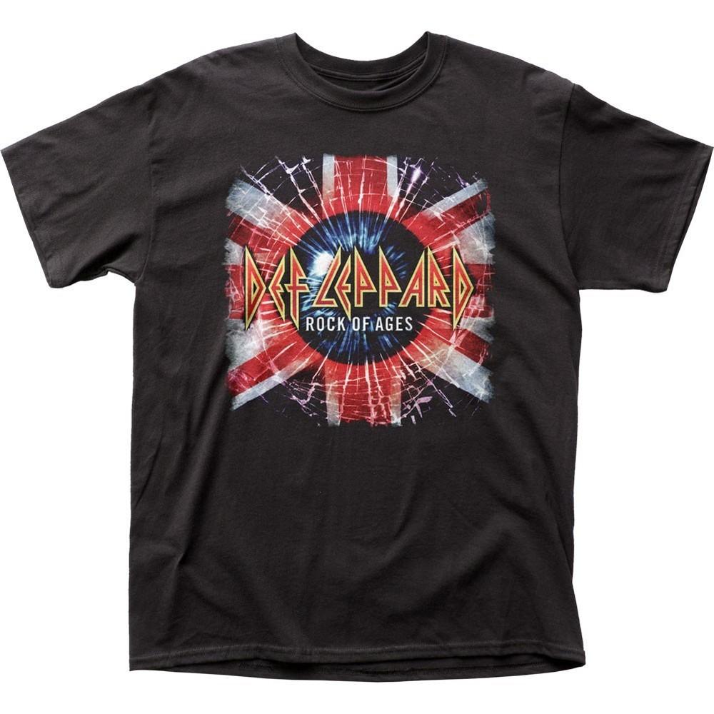 Def Leppard Rock Of Ages Union Jack Mens T Shirt Music Classic Band Tee Black Unisex T-Shirt L