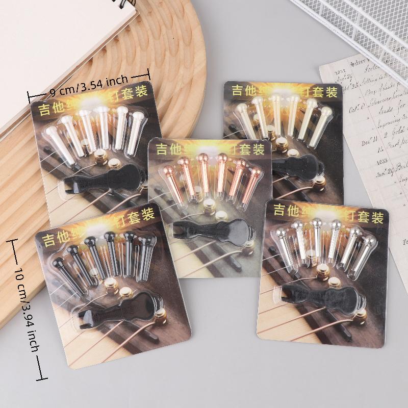 6Pcs Guitar Strings Nail Metal Acoustic Guitar Bridge Pins Brass Fixed Cone Pins String Nut Nails For Guitar Parts Replacement