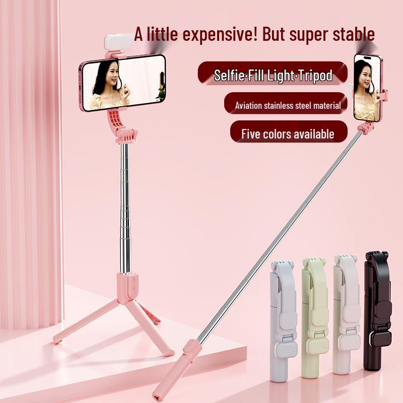 Z5 Lightweight Selfie Stick & Tripod with Bluetooth Remote, 3-Color Fill Light for Travel & Live Streaming.