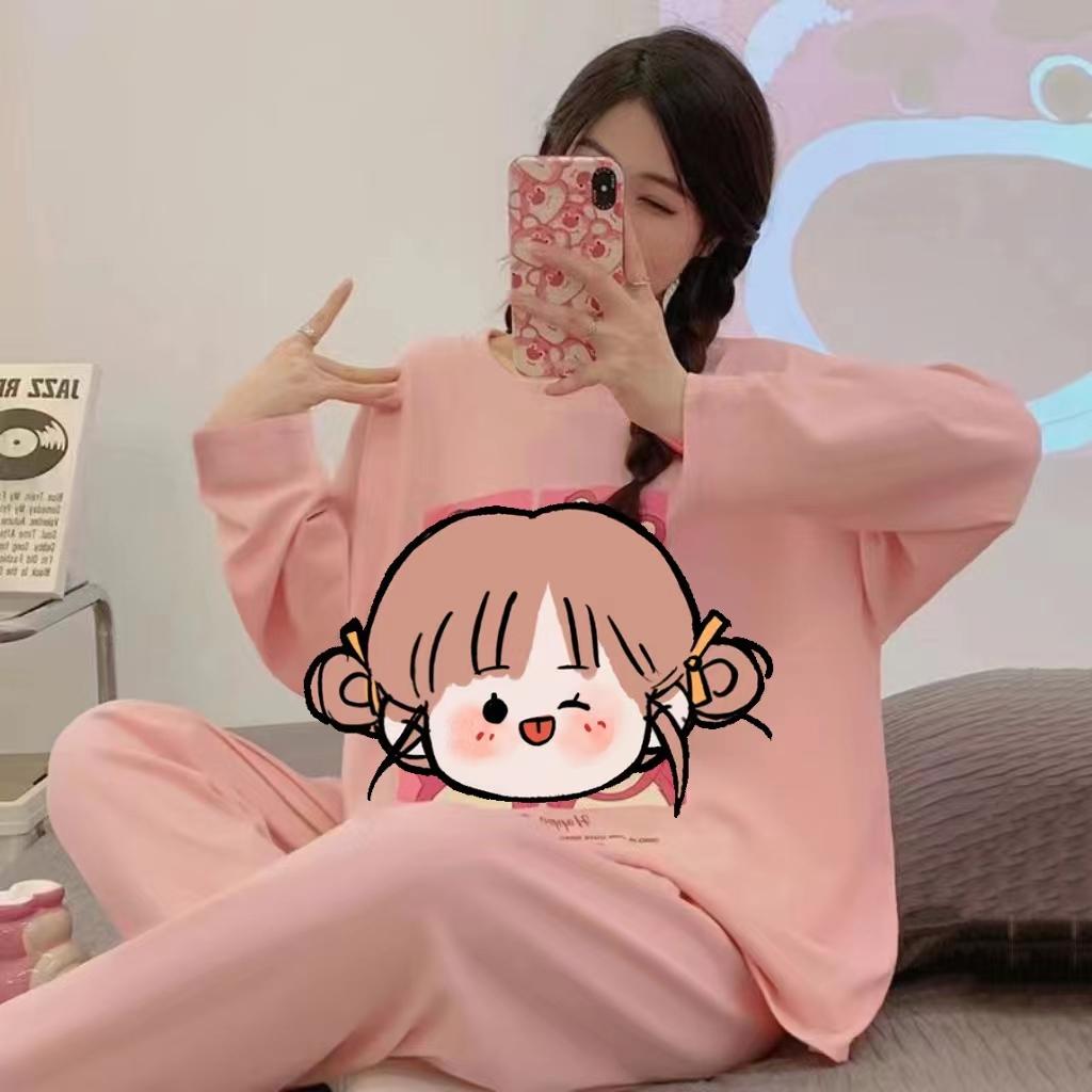 Pajamas Loungewear Set Women Spring and Autumn Plus Size Long Sleeve Cartoon Winter Ladies Cute Student Loungewear Set