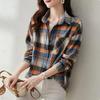 2026 Autumn Chic Korean Plaid Long Sleeve Women's Shirt: Stylish, Youthful, Niche Design