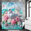 White Dove Floral Pearl Creative Shower Curtain, Bathroom Decorative Shower Curtain, Waterproof Shower Curtain with Hooks