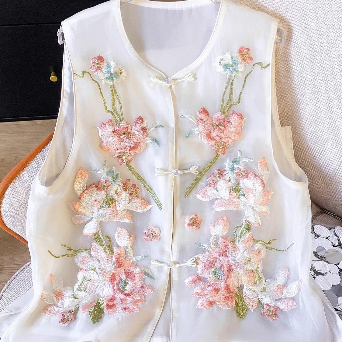 

Евгенийская пряжа вышитый жилет новая китайская застежка верхняя одежда наслоенный через жилет жилет M (recommended within 50kg)