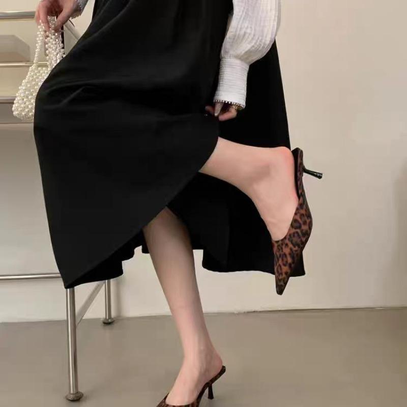 

Мода Весна Новый Стиль Популярный Роскошный Леопардовый Принт Женские Тапочки Острый Носок Тонкий Низкий Каблук Сандалии Женские Мюли Обувь Zapatos Mujer 35