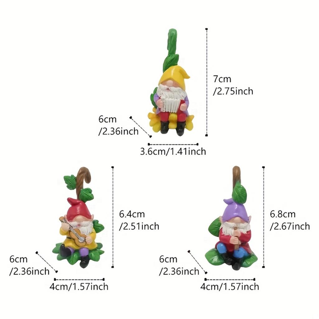 3Pc Resin Dwarf Statue, Dwarf Decoration, Terrace, Courtyard, Flower Pot Decoration