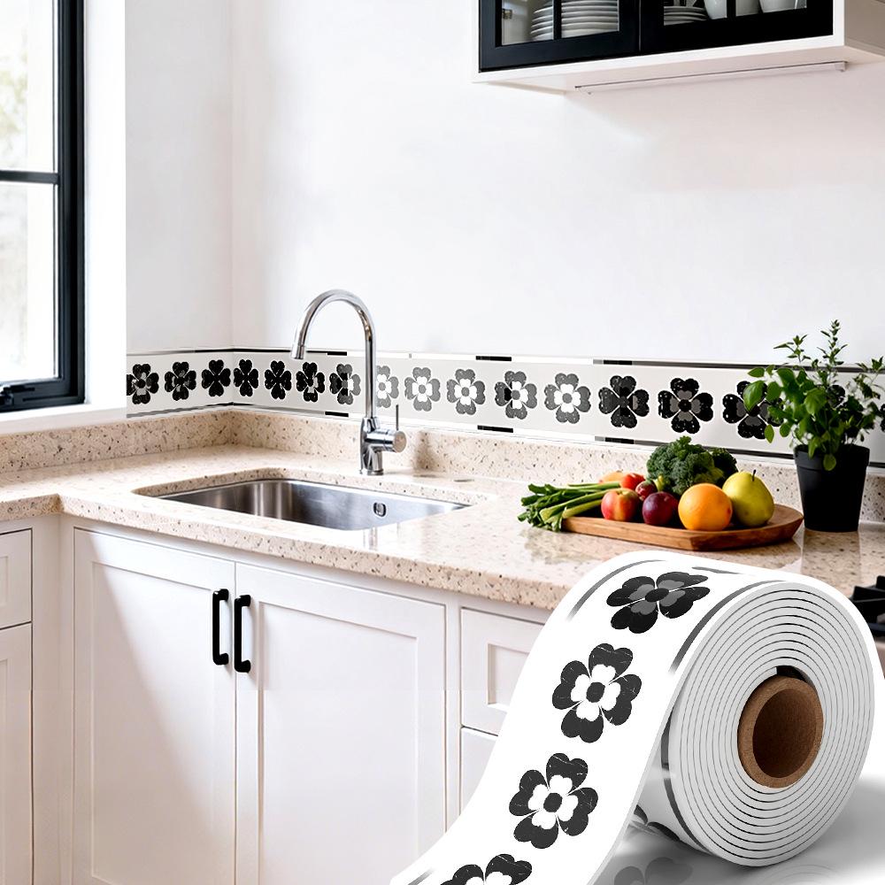 Thickened Waterproof PVC Self-Adhesive Tile-Look Baseboard Sticker