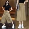 Ice Silk Women's Wide-Leg Skirt Pants - Summer 2026 Slimming, Irregular, Cropped Style
