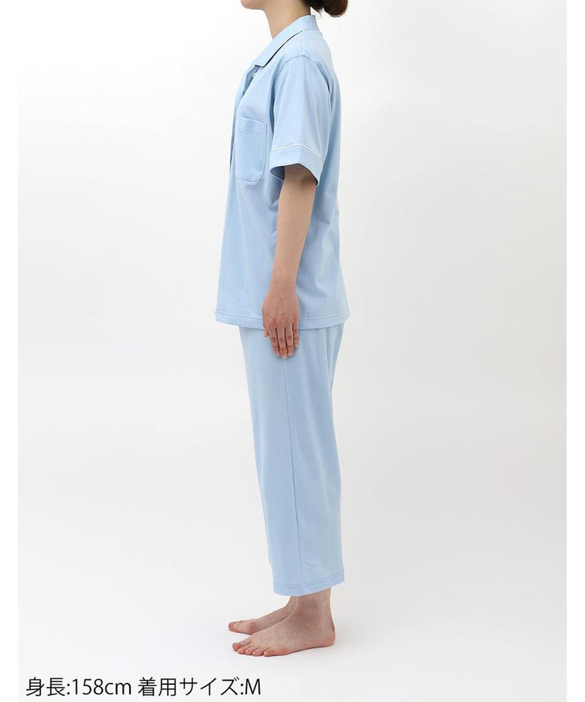 Wacoal RELAX SLEEP Sleep Science Short Cotton YDT150 Size M & Pajamas, 5/8 Sleeve, Sleeve, 100% Jersey, SX,