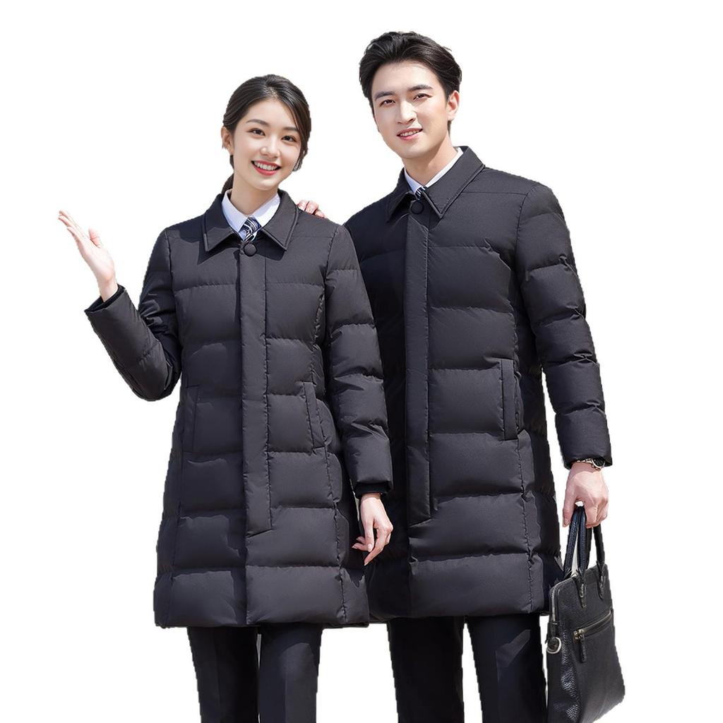2025 Autumn/Winter Unisex Mid-Length Thickened Down Cotton Coat for Formal Wear