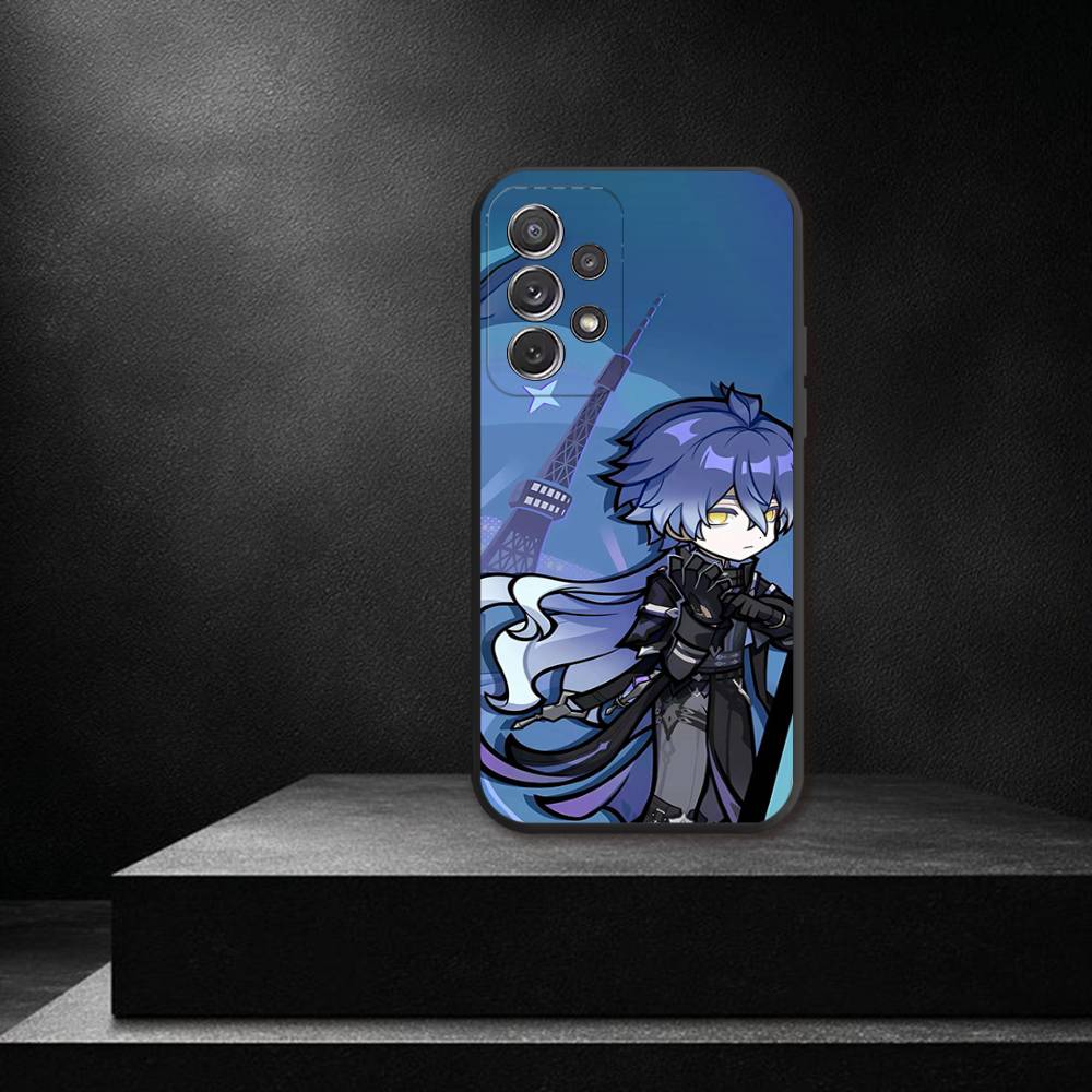 Genshin Impact F-Flins Phone Case For Samsung S 25,24,23,22,30,21,10,9,Ultra,Plus,Lite,FE,4,5G Black Soft Case