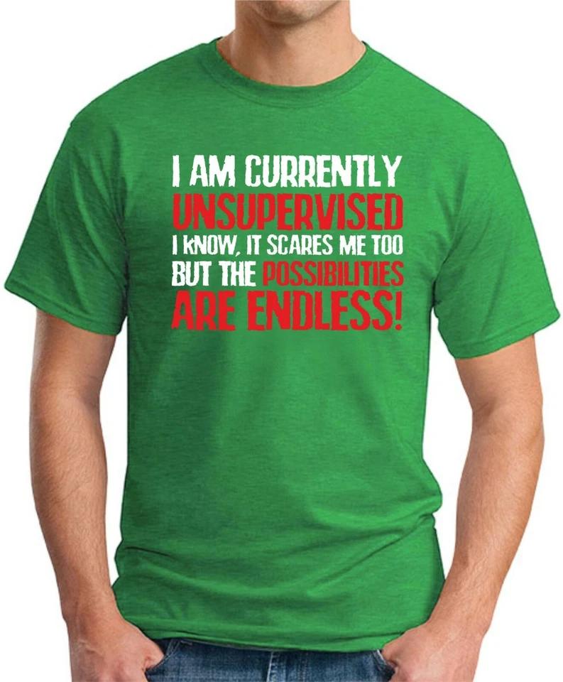 I AM CURRENTLY UNSUPERVISED T-SHIRT Funny Slogan Novelty Mens Geeky Gift Geek 3 XL