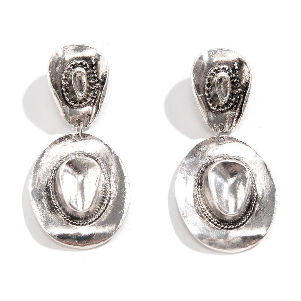 Personality Exaggerated Metal Hat Pendant Earrings Women'S High-End Sense Retro Texture Earrings Earrings