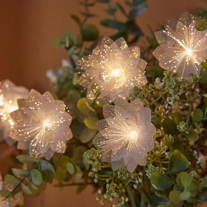 LED Fiber Optic Fairy Light Solar Garland Christmas Decoration Lights String For Party New Year Decor Artificial Flowers Festoon