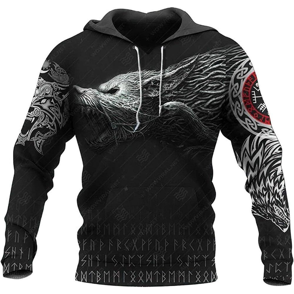 Amazon Source God Pattern 3D Printed Sweatshirt Men's Hooded Sweatshirt Autumn and Winter Factory Direct Sales