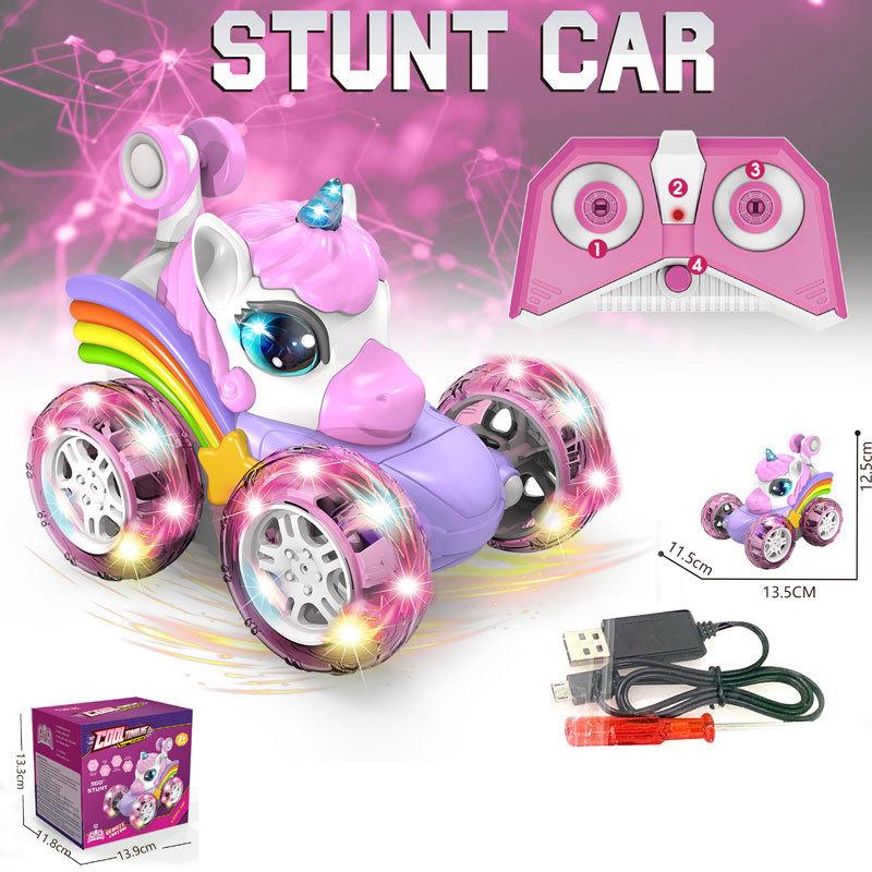 

2.4G RC Unicorn Car for Girls – Remote Control Stunt Car with Lights, Drift, Chase, Twist & Dance, Fun Birthday & Holiday Gift LY-018-Unicorn Car