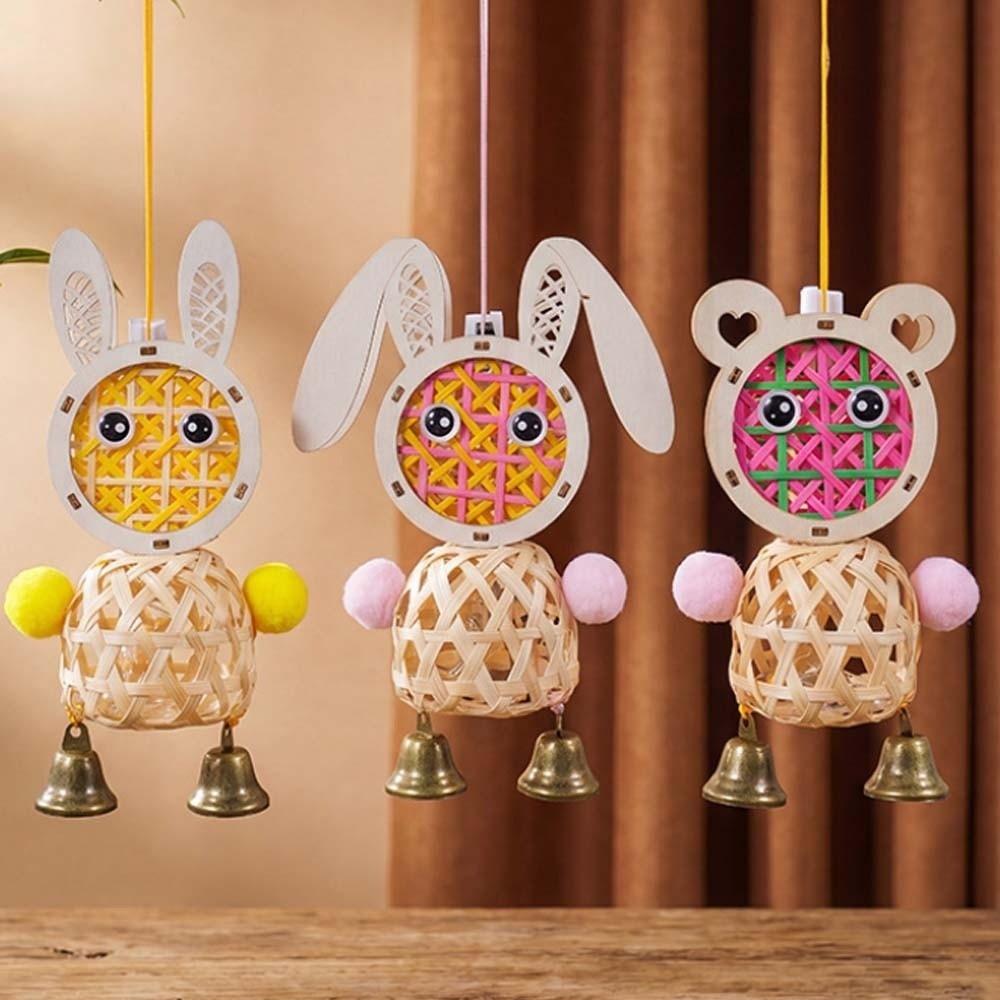 Battery Powered DIY Bamboo Lantern Woven Cartoon Animal Lamp Woven Rabbit Light  Kids Toy