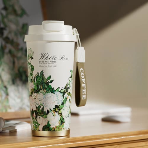 TIMDU 316 Stainless Steel Thermos Cup with Ceramic Liner, Portable Coffee Cup, Keeps Coffee Warm and Cool, High-Quality Design, 520ml Large Capacity,