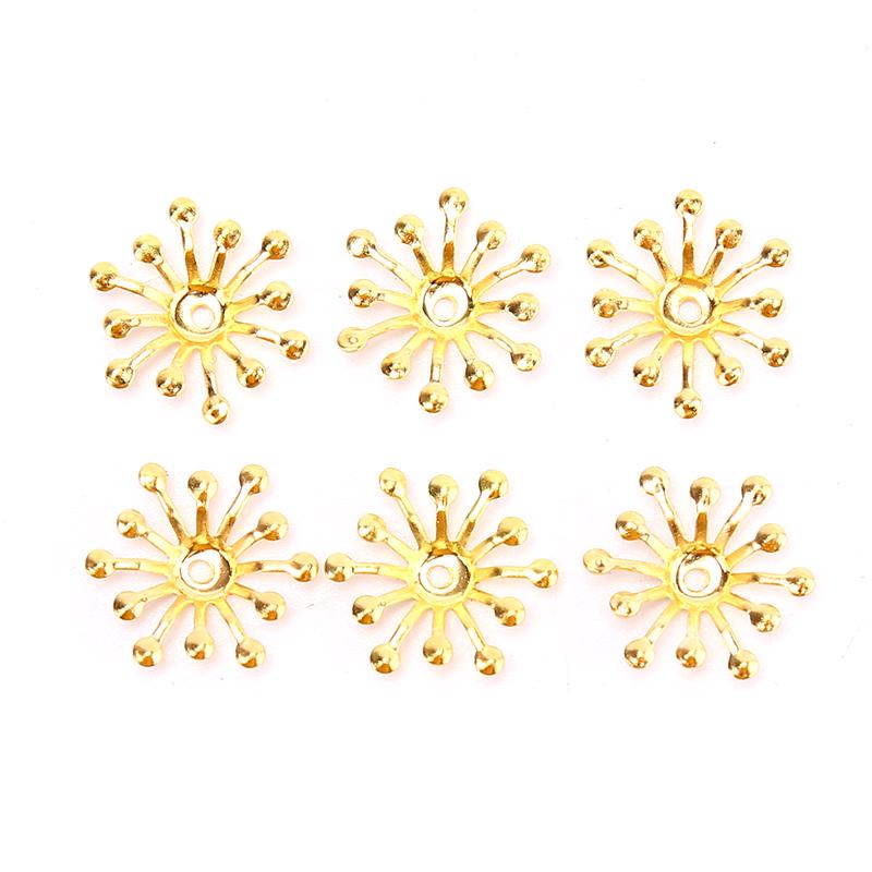 50Pcs Vintage Filigree Flower Wraps Connectors Metal Crafts Handmade Diy Jewelry