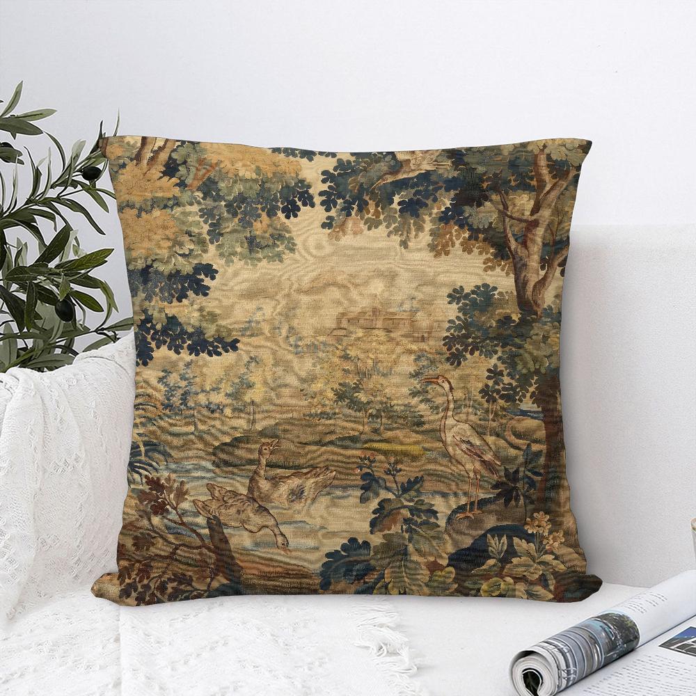 Aubusson Tapestry French Pillow Case Sofa Decorative Home Double-Sided Print Plush Square Throw Pillow Covers Cushion Decor