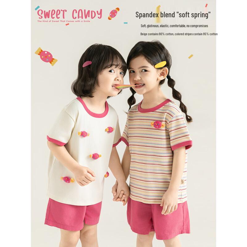 Youyou Girls' Summer Color Block Stripe Short Sleeve T-Shirt