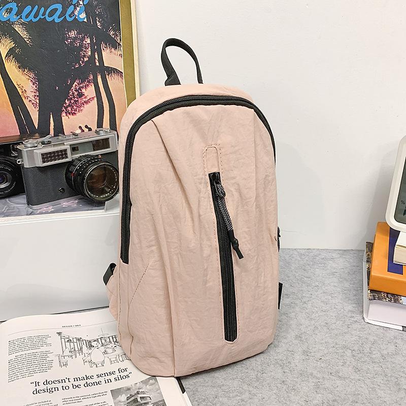 

Simple trend lightweight backpack men s and women s white casual multi-functional cycling chest bag mobile phone bag розовый
