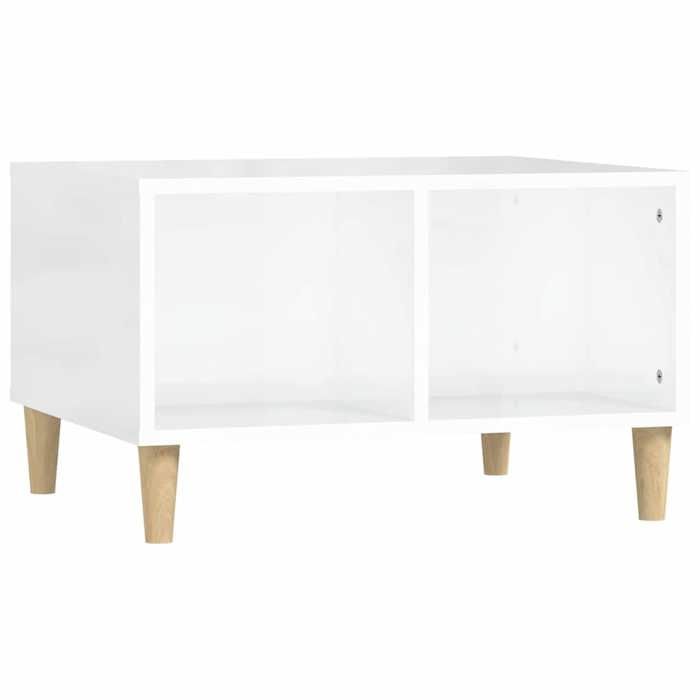 821030 vidaXL Table basse Blanc brillant 60x50x36,5 cm Bois d'ingénierie