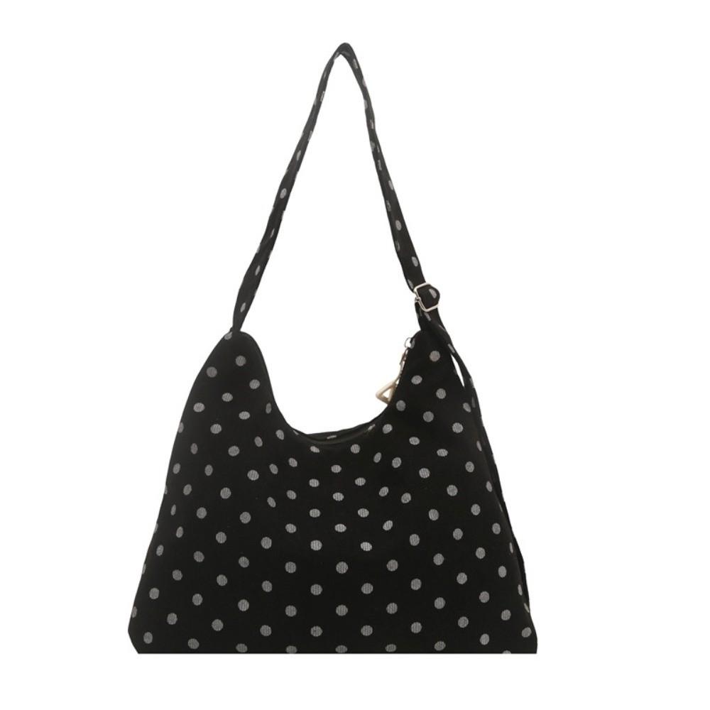 Casual Polka Dot Shoulder Bag Large Capacity Handbag Fashion Canvas Tote Bag Shopping
