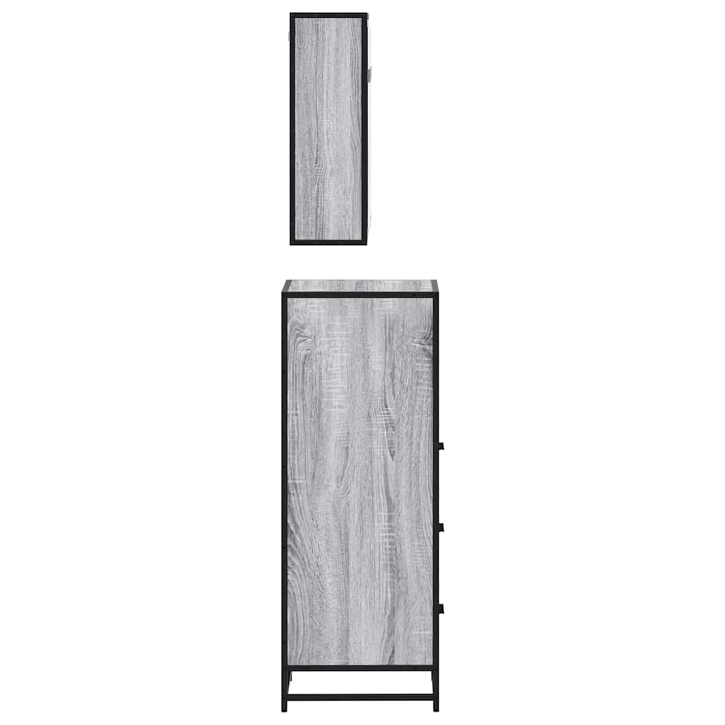 3 Piece Bathroom Furniture Set Grey Sonoma Particleboard