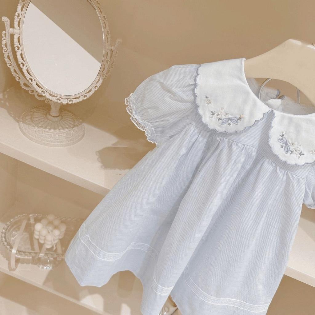 Girls Summer Embroidered Princess Dress Kids Stylish Short Sleeve Dress Baby Sweet Skirt Children Clothing
