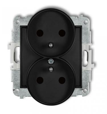 Mini Double Socket Z/U With Shutters Matte Black 12Mgpr-2Zp