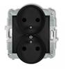 Mini Double Socket with Shutter Black Matt 12Mgpr-2Zp