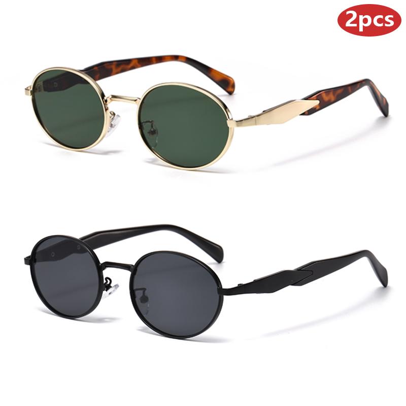 1/2pcs Alloy Oval Sunglasses Women Fashion Gradient Shade Sun Glasses Protective Eyewear for Outdoor Sports Cycling