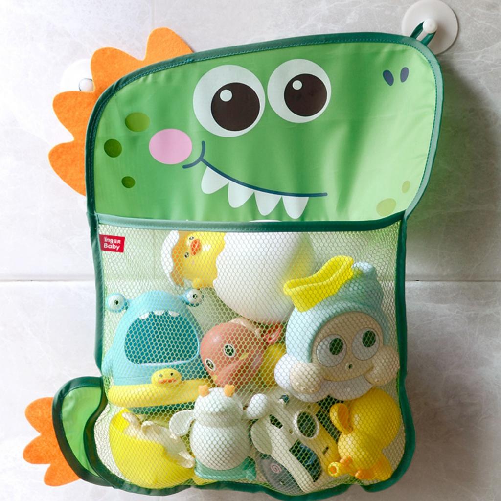 Mesh Bath Toy Organizer, Cute Duck & Dinosaur Bath Toy Storage Net Bathtub Toy Organizer, Perfect Bathroom Hanging Storage Bag
