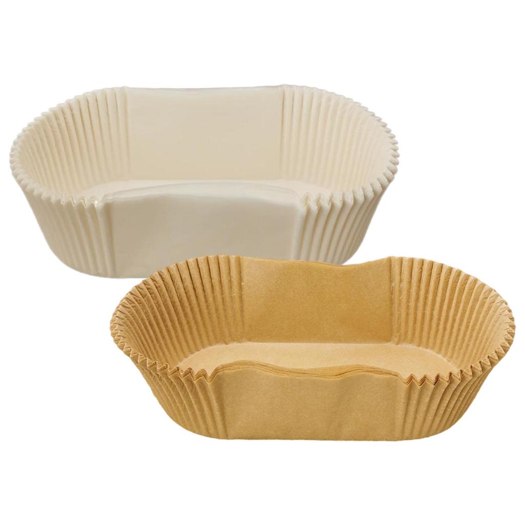 40x Oval Paper Baking Cup, Heat Resistant, Rectangle Cake Paper Tray Boat Shape