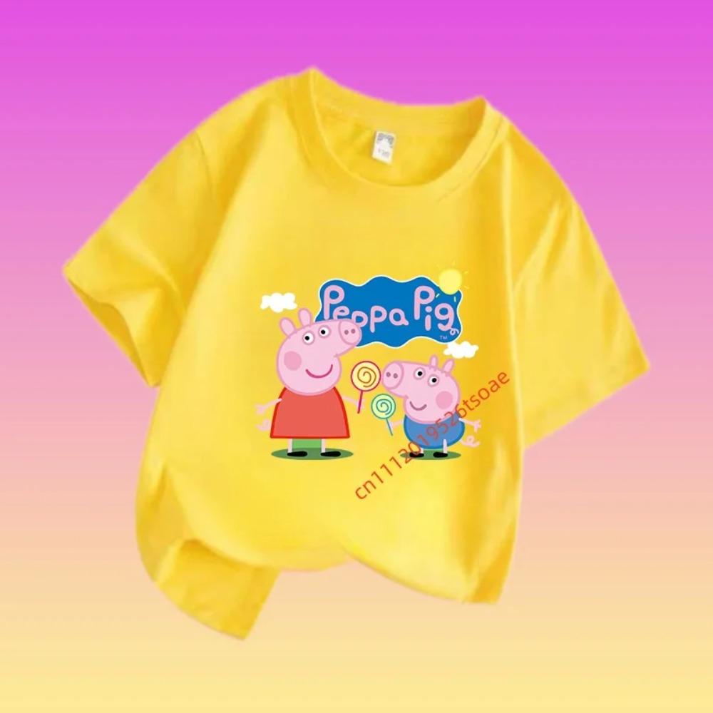 Peppa Pig children s cotton short-sleeved boys sports shirt, girls casual top, summer T-shirt with cartoon print 110