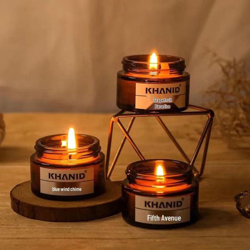 Customized Brown Glass Candle Holder Jar with Lid - Empty Bottle Sizes 20ml & 30ml. 5ml Brown