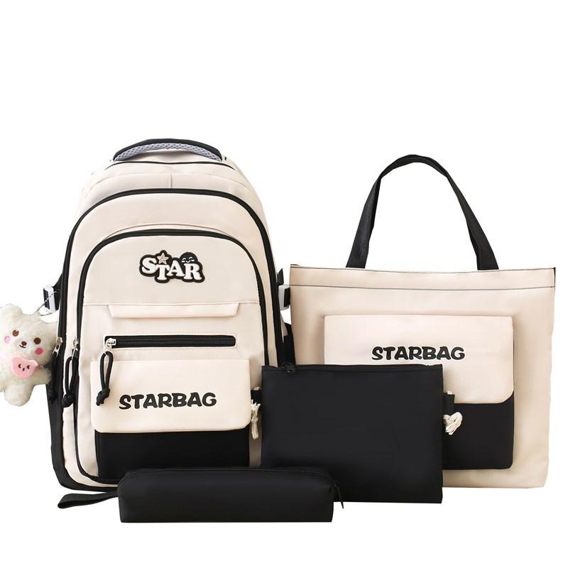 Four-Piece Backpack Set Children's Large Capacity Backpack Junior High School Student Schoolbag College Style Backpack