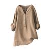 Women's Solid Color Long Sleeve Shirt with Stand Up Collar Casual Loose Blouse Button Down Tops