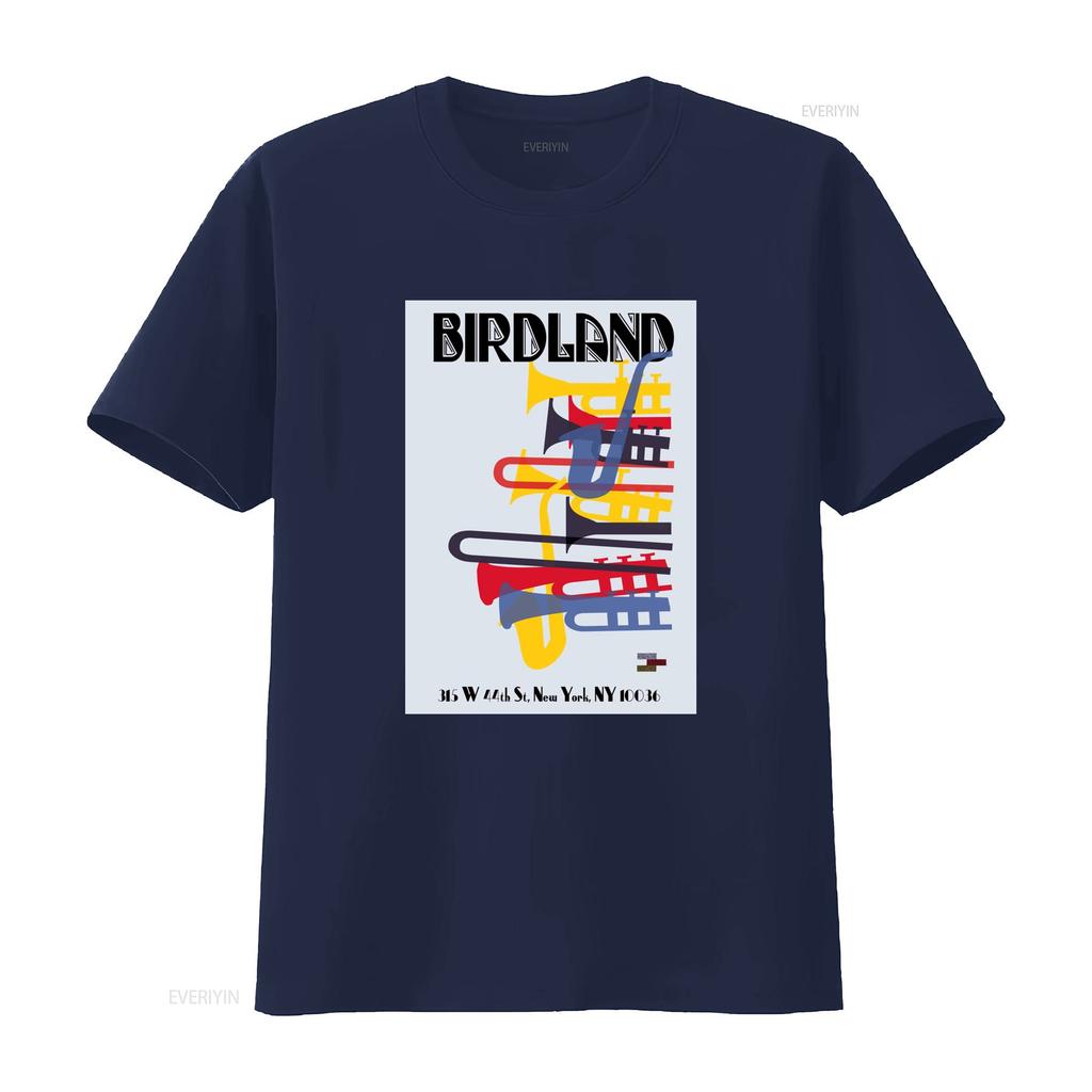 Birdland 1949 Poster Theater Vogel Baumwoll T-Shirt Jazz Musik Live Coltrane Design New York Inspiriert Retro Stil Vintage Gewaschen