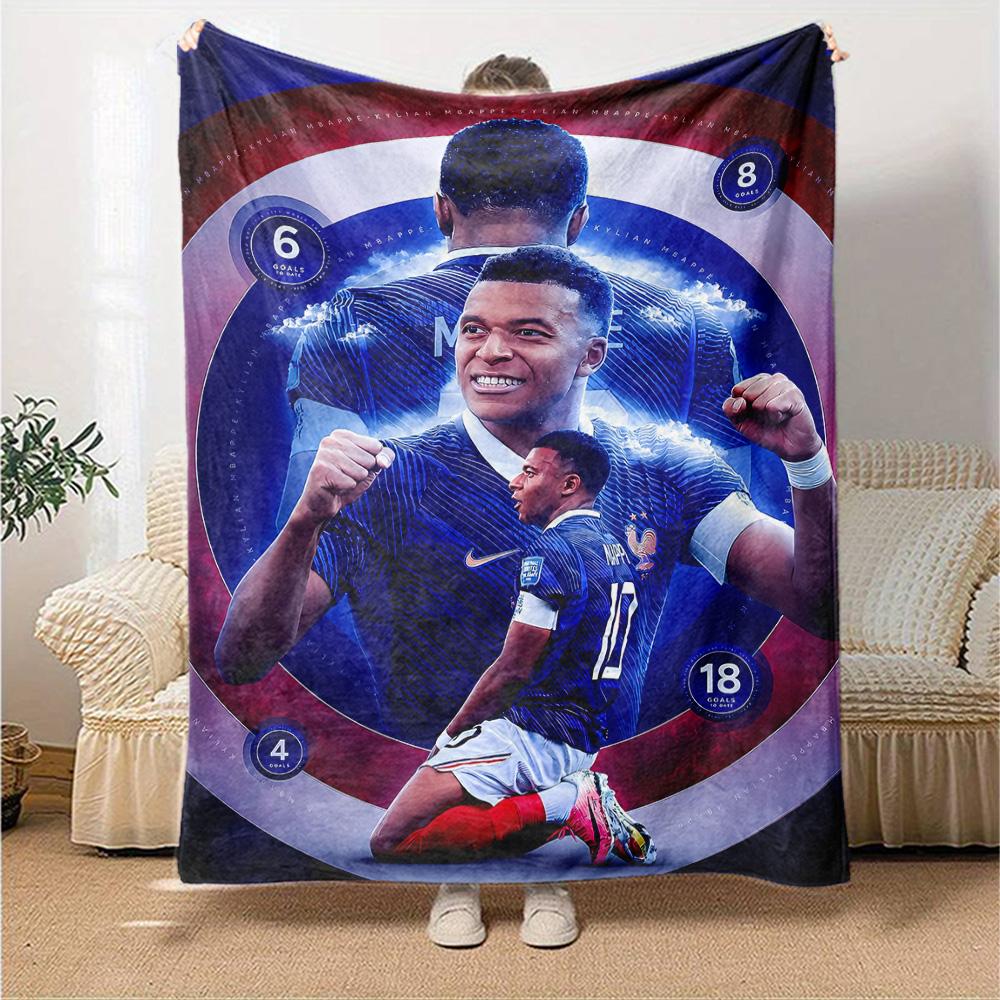 Mbappe's Dynamic Celebration Blanket Soft & Cozy Suitable for Chair Livingroom Bedding Four Seasons Multipurpose Warmthful Decor