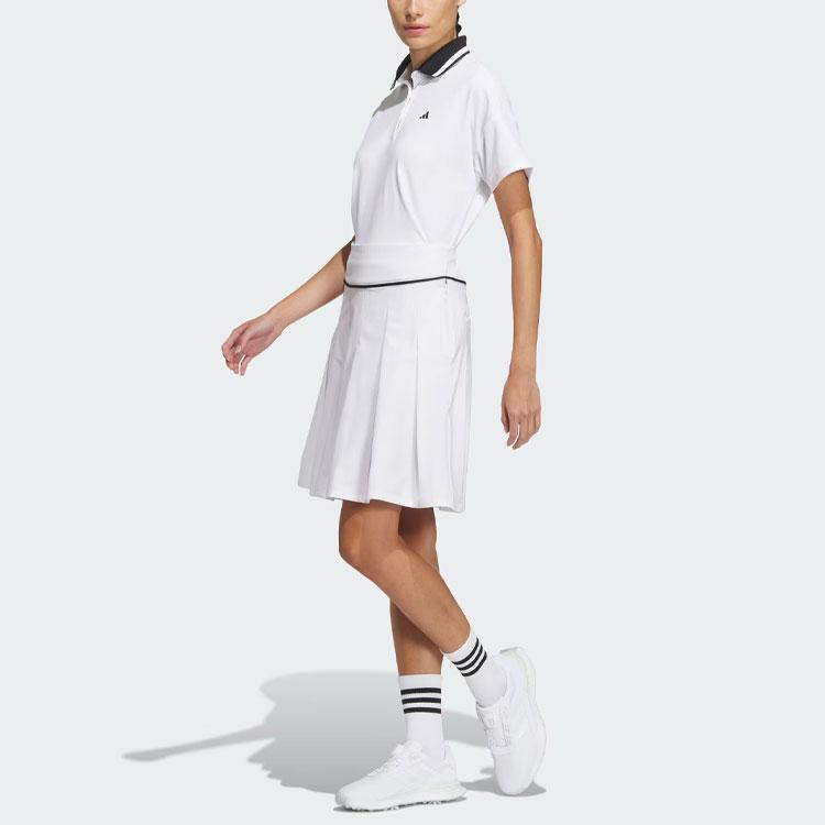 Adidas Short Sleeve Polo Shirt Color Block Collar Golf Women tops White IK9801